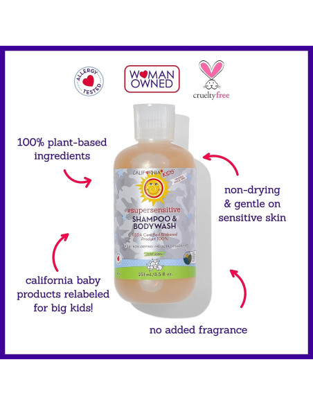 Champú y Gel de Baño Super Sensible California Kids 251 mL