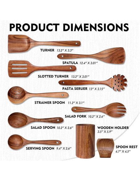 Juego de Utensilios de Cocina de Madera U-Diya 10 Piezas