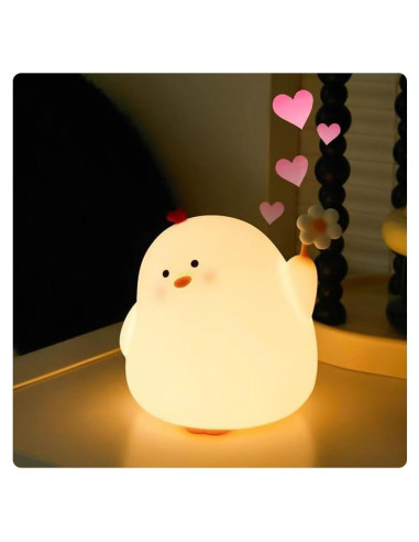 Lámpara de Noche LED Icotoibabie Pollo de Flor 3 Niveles Luz