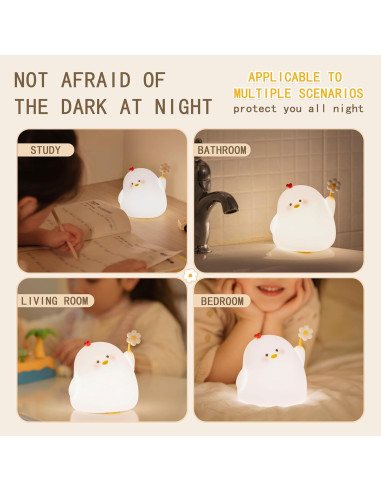 Lámpara de Noche LED Icotoibabie Pollo de Flor 3 Niveles Luz