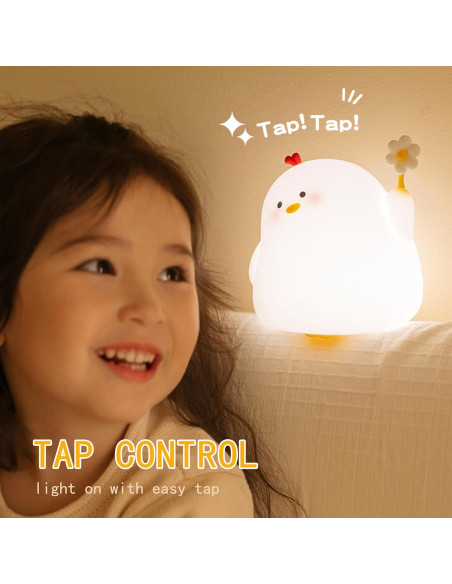 Lámpara de Noche LED Icotoibabie Pollo de Flor 3 Niveles Luz