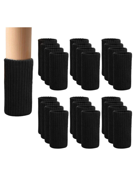 24 Calcetines Protectores para Patas de Muebles BLENDNEW - Negros