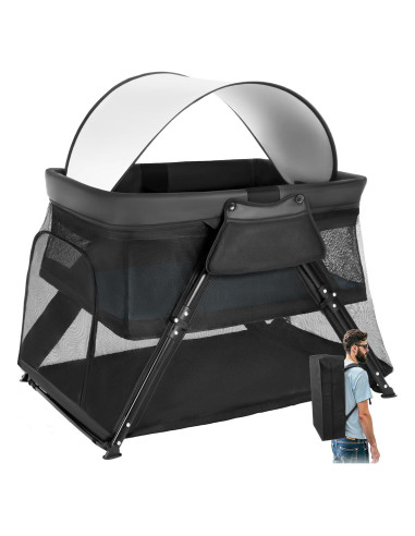 Cuna de viaje 2-en-1 Lilian&Gema, portátil con mochila, ligera