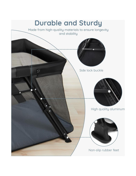 Cuna de viaje 2-en-1 Lilian&Gema, portátil con mochila, ligera