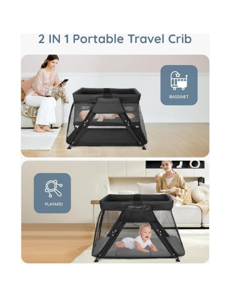 Cuna de viaje 2-en-1 Lilian&Gema, portátil con mochila, ligera