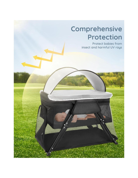 Cuna de viaje 2-en-1 Lilian&Gema, portátil con mochila, ligera