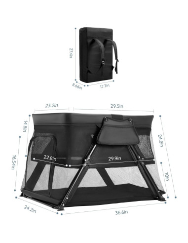 Cuna de viaje 2-en-1 Lilian&Gema, portátil con mochila, ligera