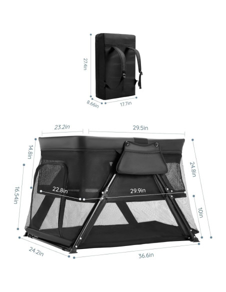 Cuna de viaje 2-en-1 Lilian&Gema, portátil con mochila, ligera