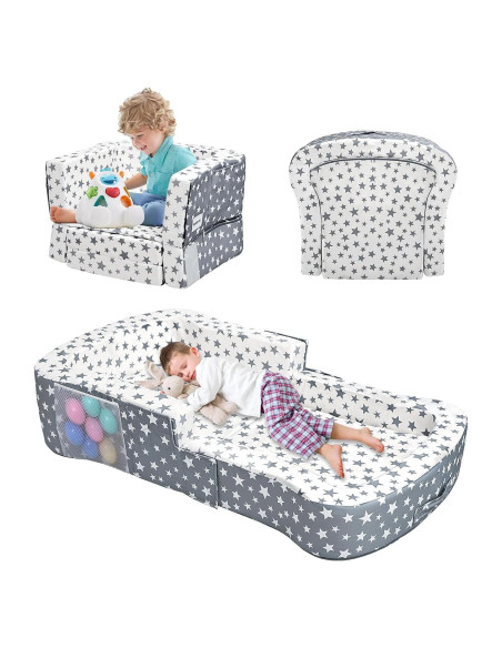 Cama de viaje 2 en 1 para niños Terciopelo y Oxford 114x56cm