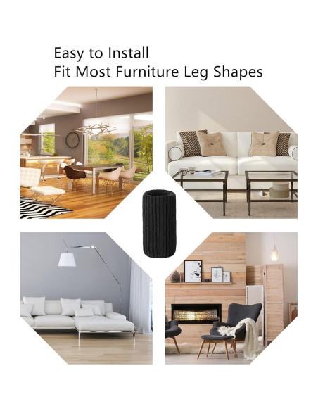 24 Calcetines Protectores para Patas de Muebles BLENDNEW - Negros