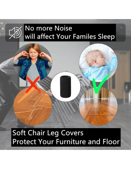 24 Calcetines Protectores para Patas de Muebles BLENDNEW - Negros