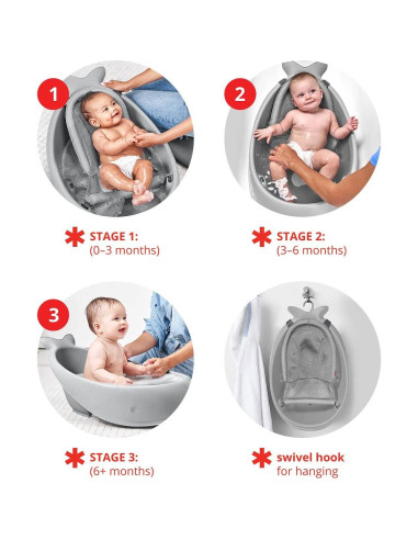 Bañera para Bebés Skip Hop Moby 3 Etapas - Gris