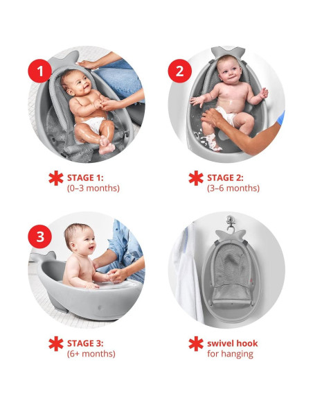 Bañera para Bebés Skip Hop Moby 3 Etapas - Gris
