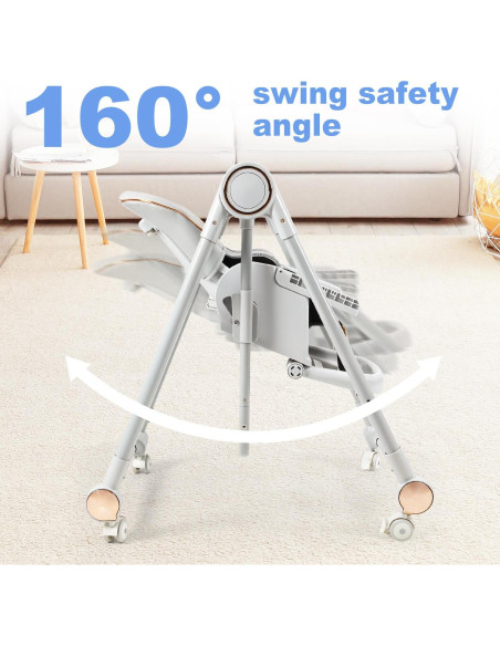 Silla Alta Multifuncional para Bebés Gris Oscuro - Ajustable 8 Alturas