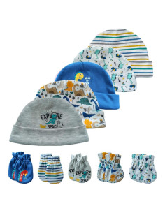 Conjunto de gorro y mitones para bebé Kiddiezoom 0-6 meses