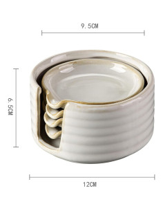 Set de 4 Platos de Salsa de Cerámica con Soporte LIUCUON - Crema 2