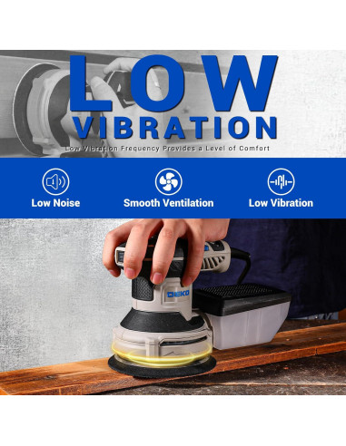 Lijadora Orbital Eléctrica DEKOPRO 300W 5" 6 Velocidades con Polvo