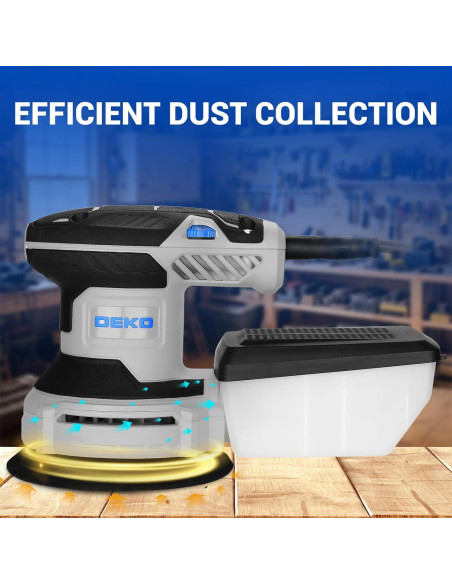 Lijadora Orbital Eléctrica DEKOPRO 300W 5" 6 Velocidades con Polvo
