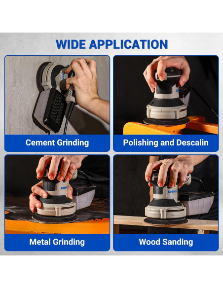 Lijadora Orbital Eléctrica DEKOPRO 300W 5" 6 Velocidades con Polvo