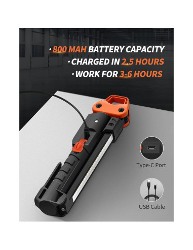 Luz de Trabajo LED Anylight 400LM Recargable Magnética