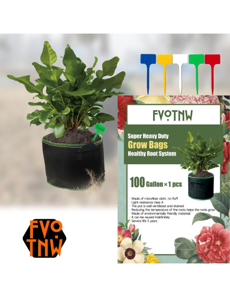 Bolsas de Crecimiento FVOTNW 100 Galones para Jardín