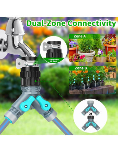 Kit de Riego por Goteo TRJZWA 2025 con 2 Tipos de Puntas