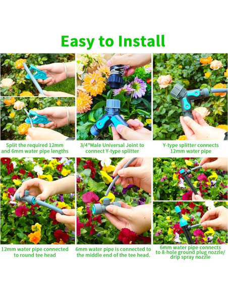 Kit de Riego por Goteo TRJZWA 2025 con 2 Tipos de Puntas