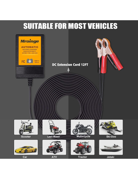 Cargador de batería Mroinge MBC010 12V 1A automático