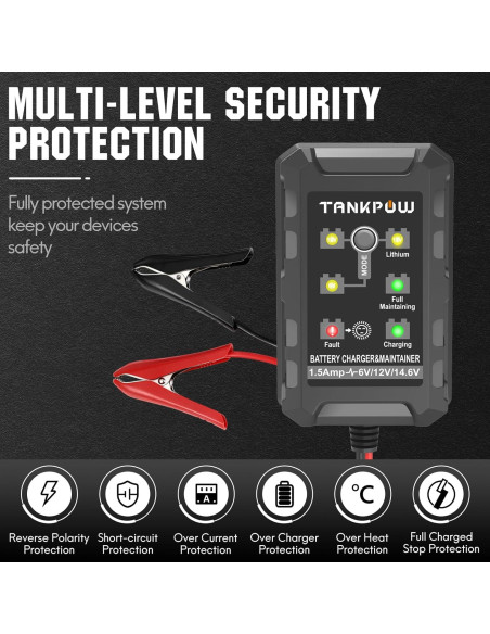 Cargador de Batería Inteligente TANKPOW 1.5A 6V/12V