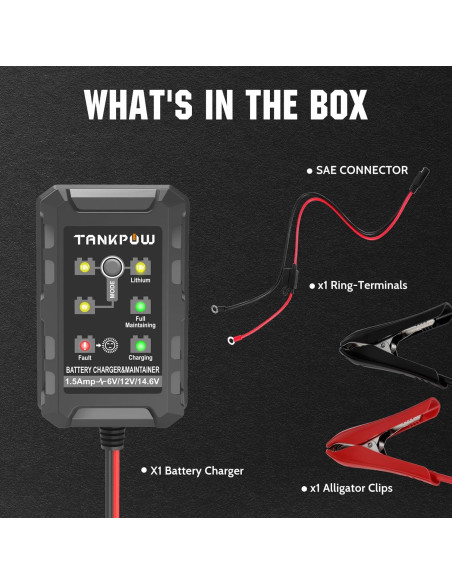Cargador de Batería Inteligente TANKPOW 1.5A 6V/12V