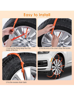 Cadenas de Nieve Qoosea para Neumáticos de Coche 8 Piezas 2