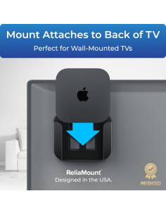 Soporte Básico Negro ReliaMount para Apple TV 4K - Sin Agujeros 2