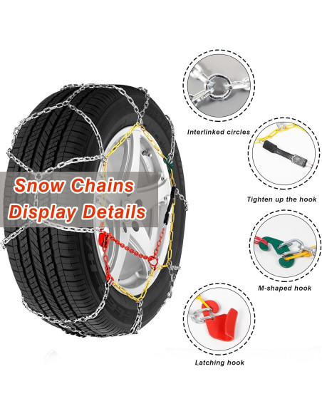 Cadenas de Nieve Antideslizantes AOSUYOU Ajuste Universal 2 PCS