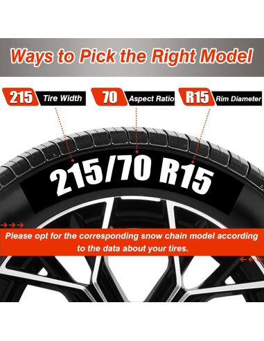 Cadenas de Nieve Antideslizantes AOSUYOU Ajuste Universal 2 PCS