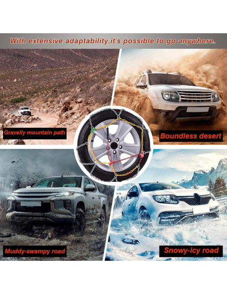 Cadenas de Nieve Antideslizantes AOSUYOU Ajuste Universal 2 PCS