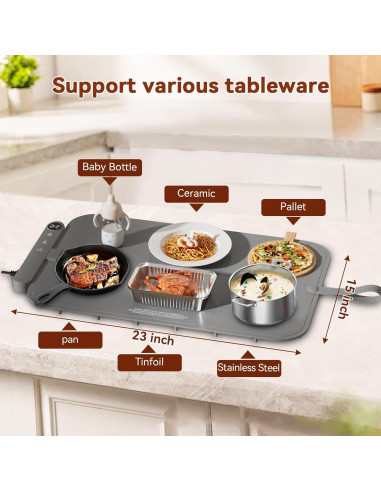 Alfombrilla Térmica Newise RFW003 60x37cm 6 Temperaturas Gris