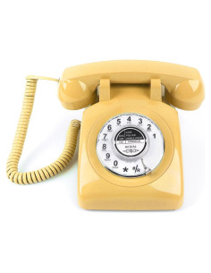 Teléfono Rotatorio Vintage MCHEETA Amarillo con Redial
