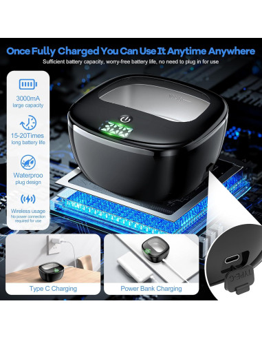 Limpiador Ultrasónico Inalámbrico LOEVCC Q3 para Dentaduras y Joyas