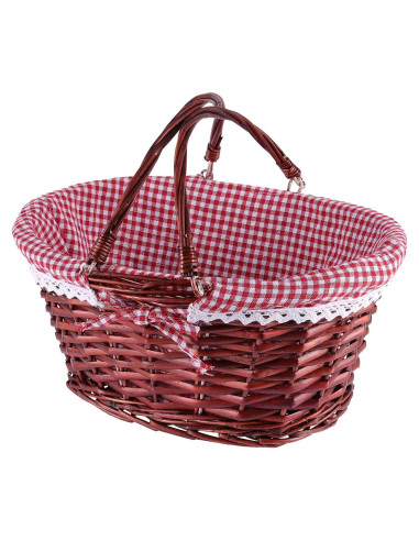 Cesta Tejida KINJOEK de Sauce Natural con Forro de Lino 35.8x27.9cm