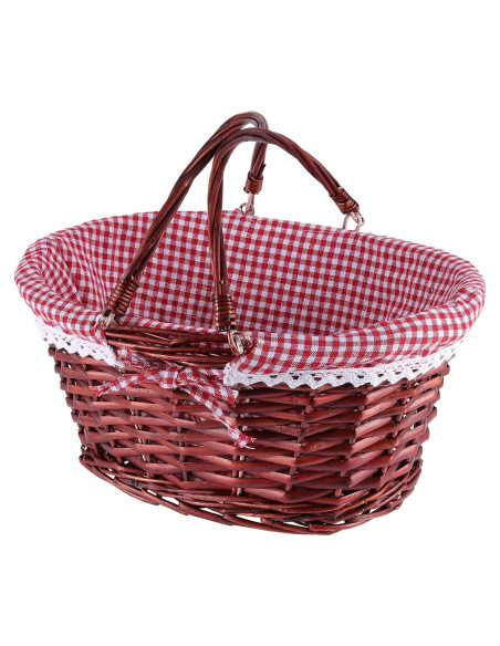 Cesta Tejida KINJOEK de Sauce Natural con Forro de Lino 35.8x27.9cm