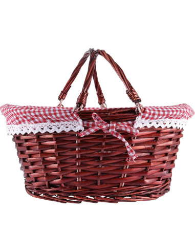 Cesta Tejida KINJOEK de Sauce Natural con Forro de Lino 35.8x27.9cm