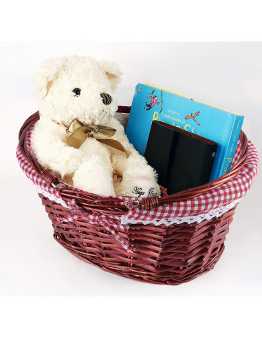 Cesta Tejida KINJOEK de Sauce Natural con Forro de Lino 35.8x27.9cm