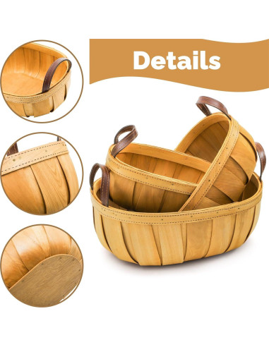 Cestas de Pan de Mimbre Goaste - 3 Tamaños Rústicos Naranjas