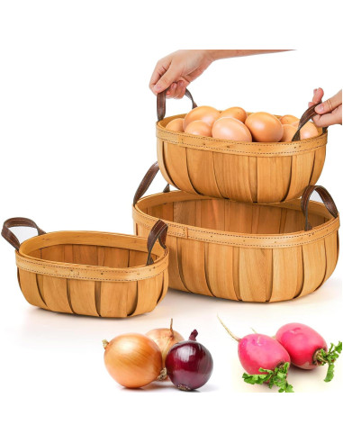 Cestas de Pan de Mimbre Goaste - 3 Tamaños Rústicos Naranjas