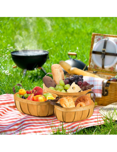 Cestas de Pan de Mimbre Goaste - 3 Tamaños Rústicos Naranjas