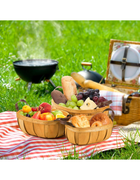 Cestas de Pan de Mimbre Goaste - 3 Tamaños Rústicos Naranjas