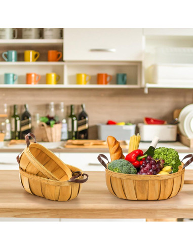 Cestas de Pan de Mimbre Goaste - 3 Tamaños Rústicos Naranjas