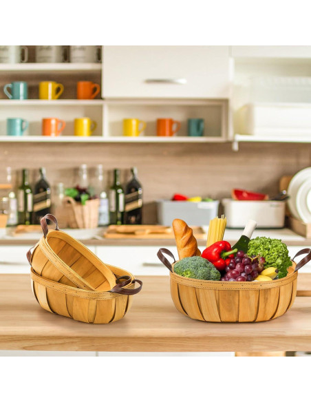 Cestas de Pan de Mimbre Goaste - 3 Tamaños Rústicos Naranjas