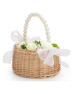 Cesta de Niña de Flores MASISDAOZ Tejida a Mano 16.5x20cm