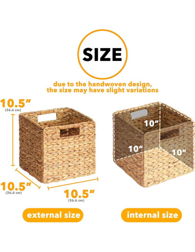 Canastas de Almacenamiento SpaceAid 6 Piezas Mimbre 26.67 cm